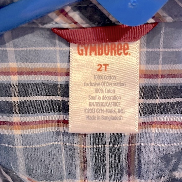 Gymboree Blue Dinosaur Plaid Button Down Long Sleeved Shirt, Toddler Size 2T. - Picture 9 of 9